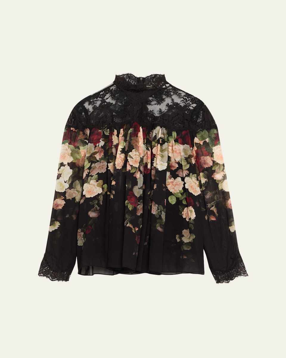 Floral Lace Yoke Blouse